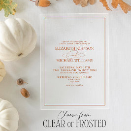 Formal Burnt Orange Classic Script Wedding Acryleinladungen