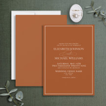 Formal Burnt Orange Classic Script Wedding