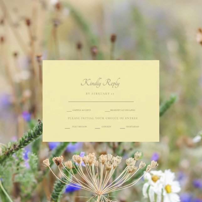 Formal Buttergelbe Abendessen Optionen UAWG RSVP Karte (Von Creator hochgeladen)