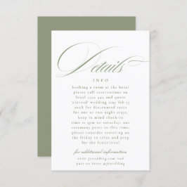 Formal Calligrafy Sage Green Wedding Details Begleitkarte