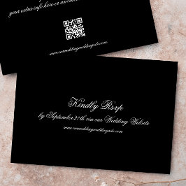 Formal Calligraphy Black Classic QR CODE Hochzeit RSVP Karte