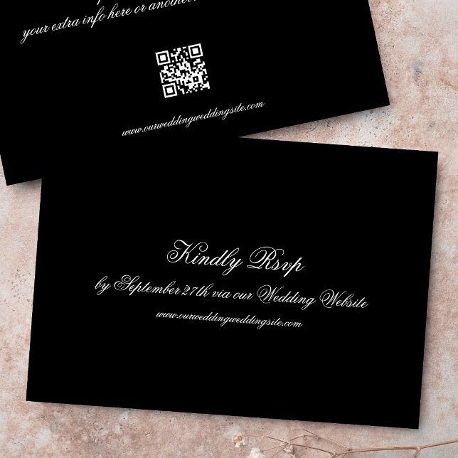 Formal Calligraphy Black Classic QR CODE Hochzeit RSVP Karte (Von Creator hochgeladen)