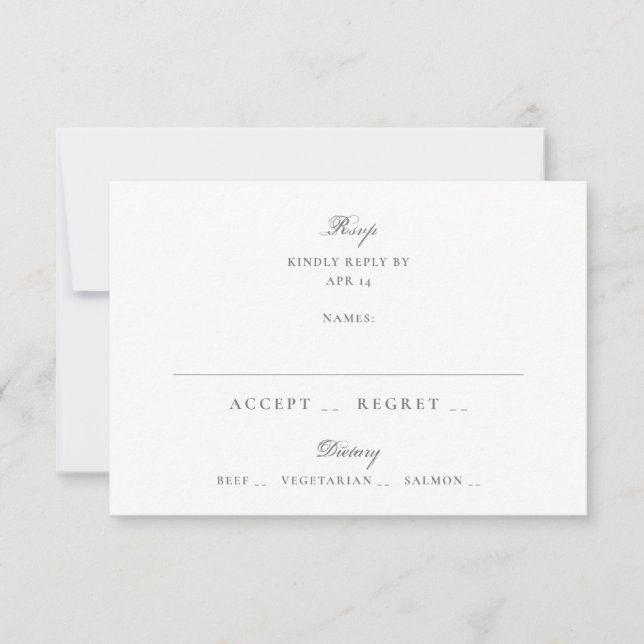 Formal Calligraphy Elegant Wedding RSVP Karte (Vorderseite)