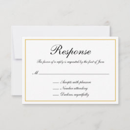Formal Calligraphy Gold Border Wedding RSVP Karte
