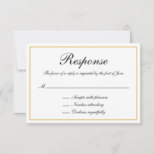 Formal Calligraphy Gold Border Wedding RSVP Karte