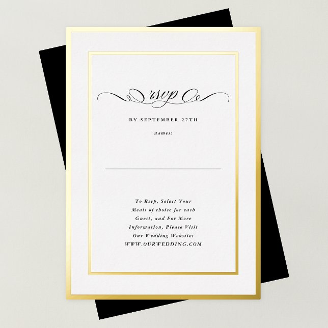 Formal Calligraphy Gold Frame Wedding Website UAWG Folieneinladung (Von Creator hochgeladen)