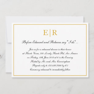 Formal Calligraphy Gold Monogram Probe Dinner Einladung