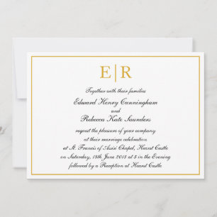 Formal Calligraphy Gold Monogram Royal Wedding Einladung