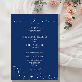 Formal Celestial Elegant Wedding Navy Blue Einladung