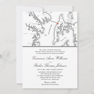 Formal Chesapeake Bay Beach Club MD-Karte Hochzeit Einladung