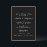 Formal Classic Black Script Elegant Wedding UAWG Einladung<br><div class="desc">Formale klassische klassische,  klassische Skriptsprache Elegante Einladung zur Hochzeit mit weißem Text auf schwarzem Hintergrund,  schmaler Grenze und Online-UAWG Details</div>