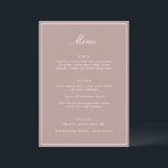 Formal Classic Border Mauve Script Elegant Wedding Menükarte<br><div class="desc">This formal wedding menu card features an elegant script heading, clean serif typography, and a classic border on a mauve background for a timeless reception look. The structured layout presents each course clearly while adding a refined, cohesive touch to table settings or place settings. Designed to coordinate seamlessly with classic...</div>