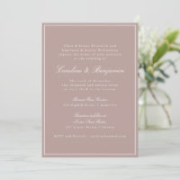 Formal Classic Border Script Dusty Mauve Wedding