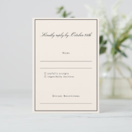 Formal Classic Border Script Elegant Wedding Ivory RSVP Karte