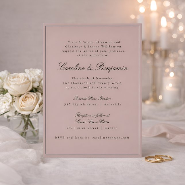 Formal Classic Border Script Mauve Wedding Website Einladung (Von Creator hochgeladen)
