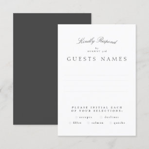 Formal Classic Dark Gray Calligraphy Wedding RSVP Karte