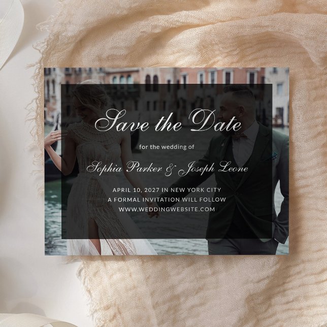 Formal Classic Dark Overlay | Photo Save the Date Ankündigungspostkarte (Von Creator hochgeladen)