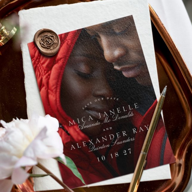 Formal Classic Elegant Calligraphy Foto Save The Date (Von Creator hochgeladen)