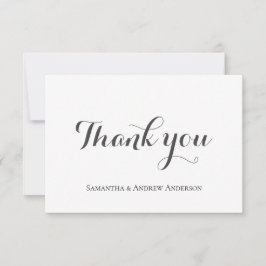 Formal Classic Elegant Gray White Script Wedding Dankeskarte