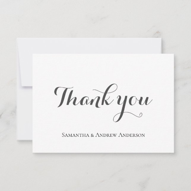 Formal Classic Elegant Gray White Script Wedding Dankeskarte (Vorderseite)