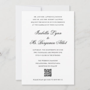 Formal Classic Elegant Traditioneller QR Code Hoch Einladung
