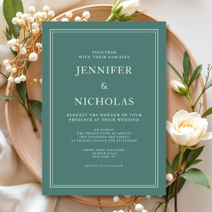 Formal Classic Emerald Green Wedding Einladung