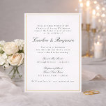Formal Classic Gold Border Elegante schicke Hochze Folieneinladung<br><div class="desc">Formale klassische,  klassische Skriptsprache Elegante Einladung zur Hochzeit mit schmalen Border in Gold Foil und Online-UAWG Details</div>