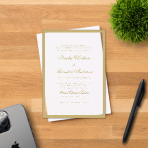 Formal Classic Gold Border & Script Wedding Acryleinladungen