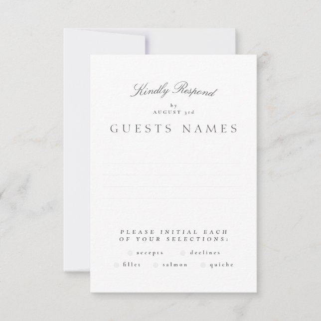 Formal Classic Gray White Calligraphy Wedding RSVP Karte (Vorderseite)