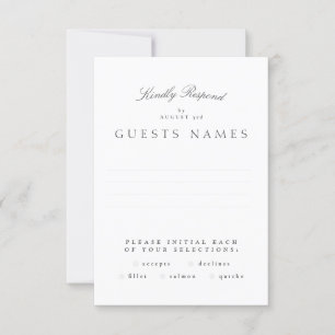 Formal Classic Gray White Calligraphy Wedding RSVP Karte
