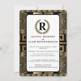 Formal Classic Grecian Key of Life Laurel Wreath Einladung