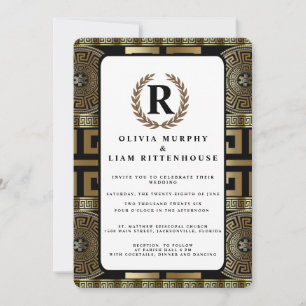 Formal Classic Grecian Key of Life Laurel Wreath Einladung