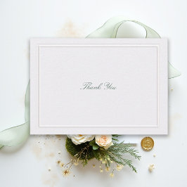 Formal Classic Green Elevated Frame Pearl Wedding Dankeskarte