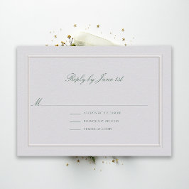 Formal Classic Green Elevated Ivory Wedding RSVP