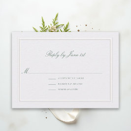 Formal Classic Green Elevated Pearl Wedding RSVP