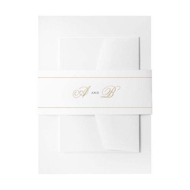 Formal Classic Monogram Black and Gold Wedding Einladungsbanderole (Vorderseite Beispiel)