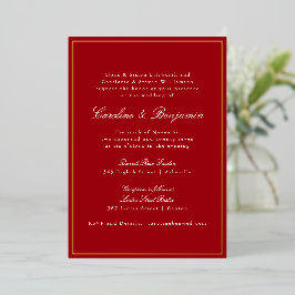 Formal Classic Red Gold Border Elegant Wedding Folieneinladung