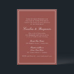 Formal Classic Rost Script Elegante Hochzeit Einladung<br><div class="desc">Eine zeitlose Hochzeitseinladung mit einem reichen Rostrot-Hintergrund mit klassischer Serif- und Skripttypografie für ein raffiniertes und raffiniertes Aussehen. Eine dünne, weiße Grenze verleiht dieser Touch Eleganz und eignet sich perfekt für moderne, rustikale Hochzeiten oder Herbsthochzeiten. Ideal für Paare, die ein schlichtes und stilvolles Hochzeitsgeschoss suchen, das den Ton für ein...</div>
