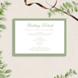 Formal Classic Sage Green Border Wedding Details Begleitkarte