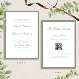 Formal Classic Sage Green Border Wedding QR Code Einladung