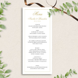 Formal Classic Script Black and Gold Wedding Menükarte