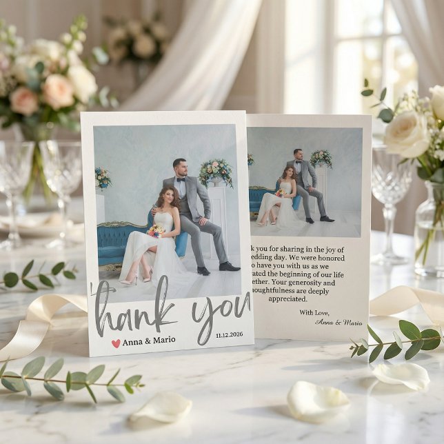  Formal Classic Wedding Photo Thank You Card Dankeskarte (Von Creator hochgeladen)