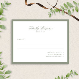 Formal Classy Sage Green Border Script Hochzeit RSVP Karte