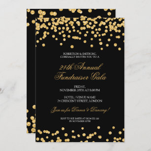 Formal Corporate Fundraiser-Glitzer Gold & Black Einladung