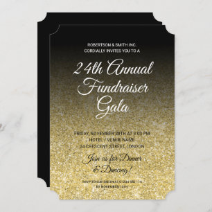 Formal Corporate Fundraiser Gold Glitzer Black Einladung