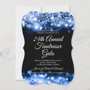 Formal Corporate Fundraiser Navy Blue Glam Lights Einladung