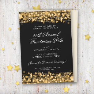 Formal Corporate Fundraiser Party Elegantes Gold Einladung
