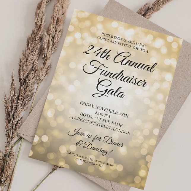 Formal Corporate Fundraiser Party Gold Lights Einladung (Formal Corporate Fundraiser Party Gold Lights Invitation)