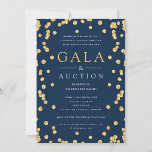 Formal Corporate Gala & Auction Gold Glitzer Navy Einladung