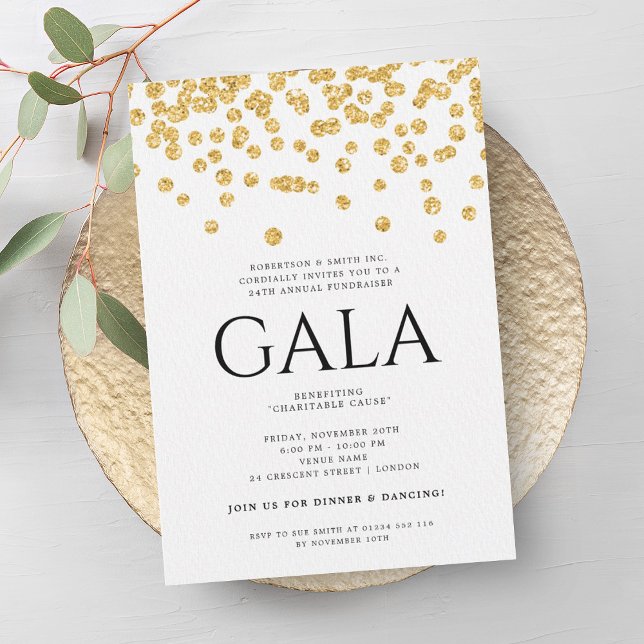 Formal Corporate Gala Ball Gold Glitzer Confetti Einladung (Formal Corporate Gala Ball Gold Glitter Confetti Invitation)